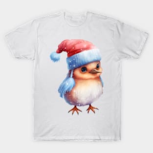 Eastern Bluebird in Santa Hat T-Shirt